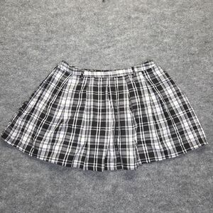Hot Topic Skirt Womens XL Black White Plaid Pleated Schoolgirl Goth Y2K Grunge